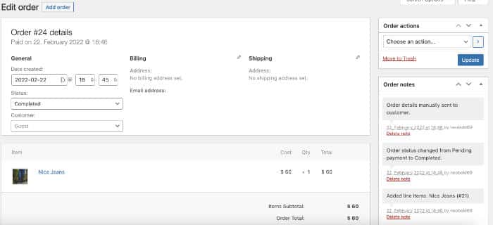 Order Detailed Information 1 in WooCommerce