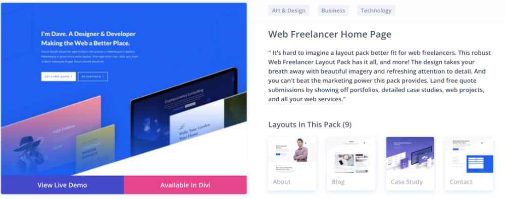 Divi Layout Pack Web Freelancer