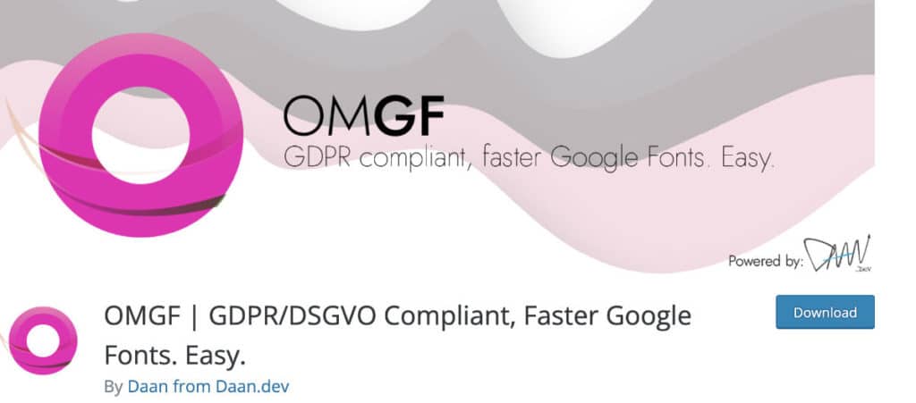 OMGF Plugin für schnelle und bequeme Google Fonts Konfiguration auf der Webseite.