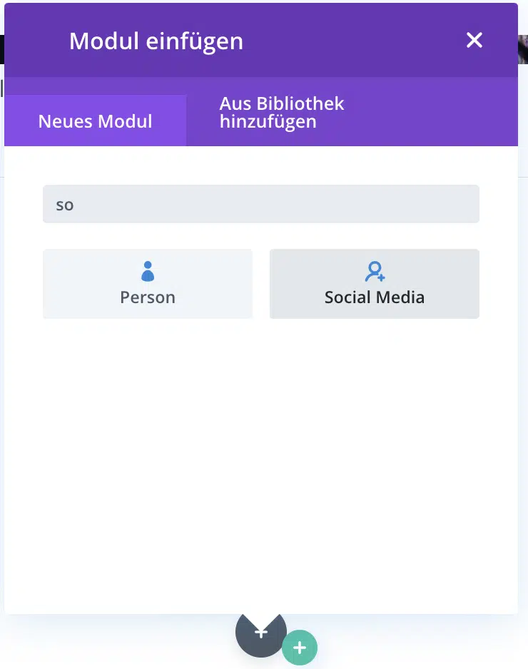 Social Media Modul mit Divi Builder einfügen