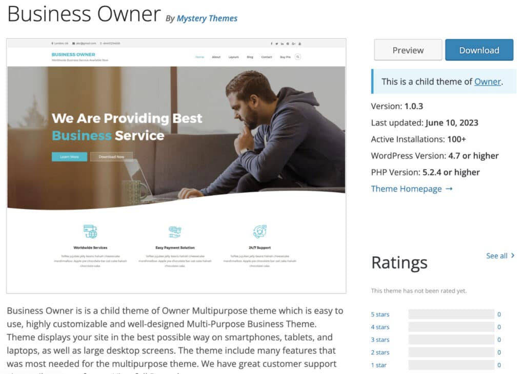 Business Owner WP Theme