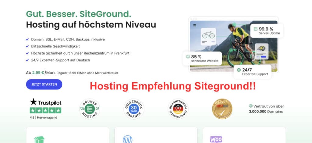 AI WordPress Webseiten Host Siteground