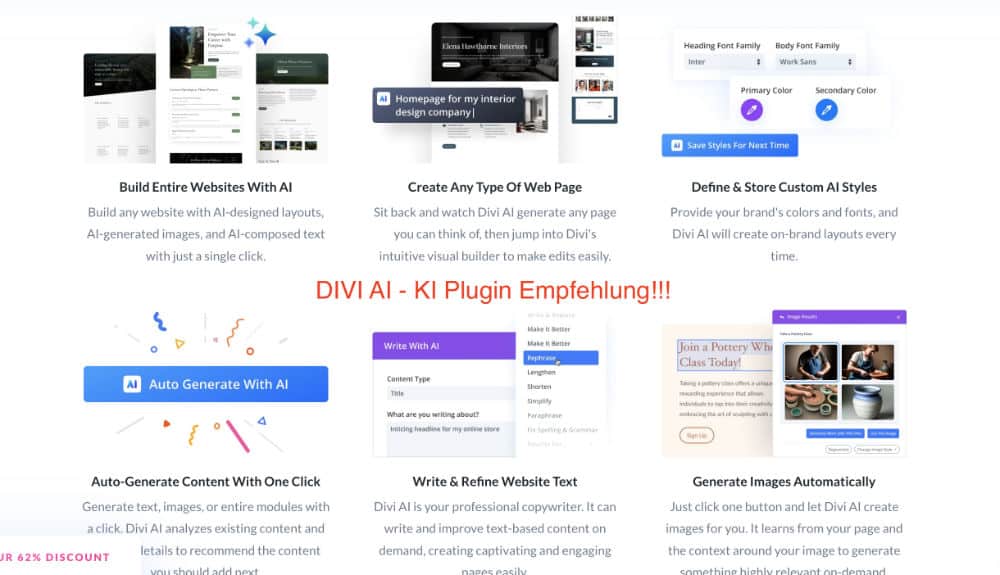 Divi AI WordPress Webseiten Erstellung