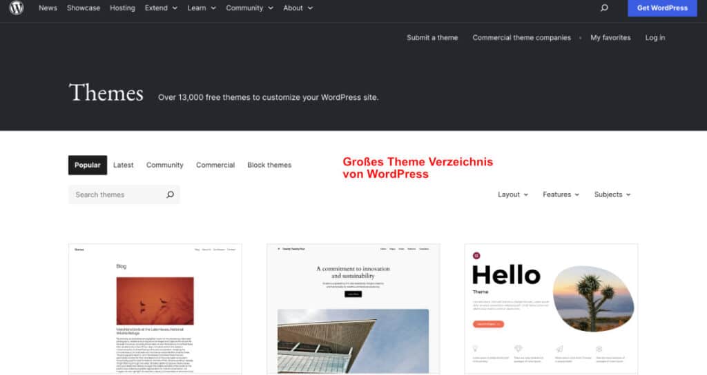 WordPress Theme Verzeichnis